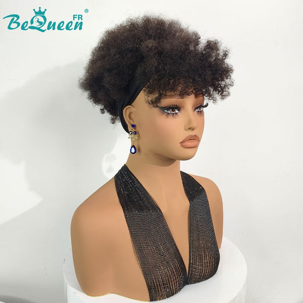 BeQueen Perruque “Finna” Pixie à bandeau Curly Noir avec frange