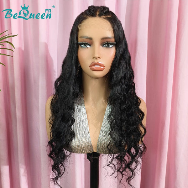 BeQueen "Jessie" Perruque Longue Deep Wave avec Lace Closure avec tresse Personnalisé