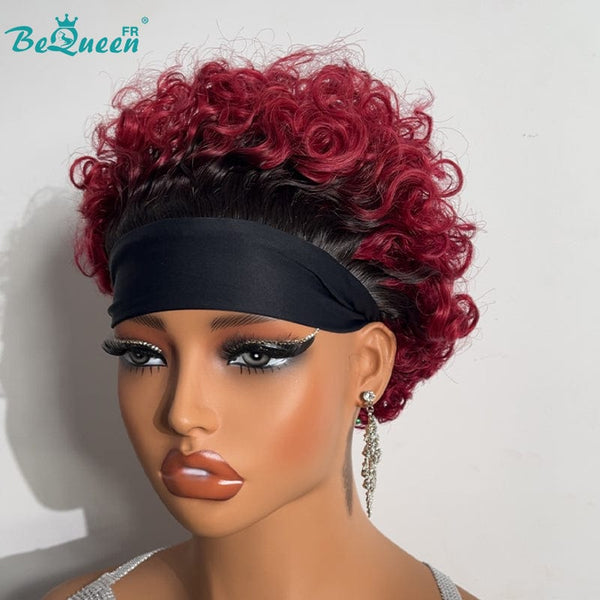 BeQueen Curly Headband Pixie Wig