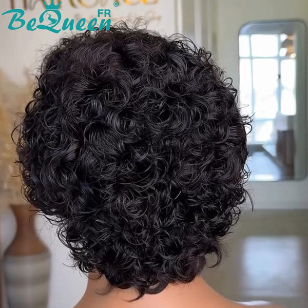 Bequeen Perruque “Coco” Pixie noir curly Couleur noir 100% cheveux humains