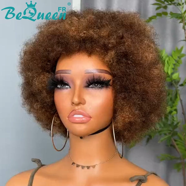 BeQueen "Monna" Perruque Pixie afro Marron mix miel sans colle Moitié prix