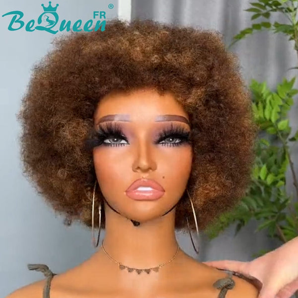 BeQueen "Monna" Perruque Pixie afro Marron mix miel sans colle Moitié prix