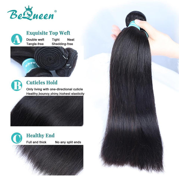 BeQueen Straight Hair Weave Bundles Indisches Haar 100 % Echthaar 10A 