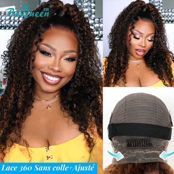 BeQueen "Dillan" Perruque Longue Lace 360 Curly Wave avec Bande de Réglage Invisible Prêt à porter Sans Colle+ Pré-blanchiment