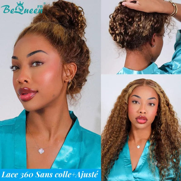 BeQueen "Eva" Long 360 Lace Curly Wave Wig with Invisible Adjustment Band Ready to Wear Glueless+Pre-bleached 