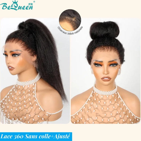 BeQueen "Iwa" Long Lace 360 ​​Wig Kinky Straight Curly Edges with Invisible Adjustment Band Glueless Ready to Wear+Pre-bleached 