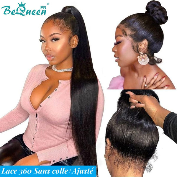 BeQueen "Mina" Long Straight 360 Lace Wig with Invisible Adjustment Band Ready to Wear Glueless+Pre-bleached 