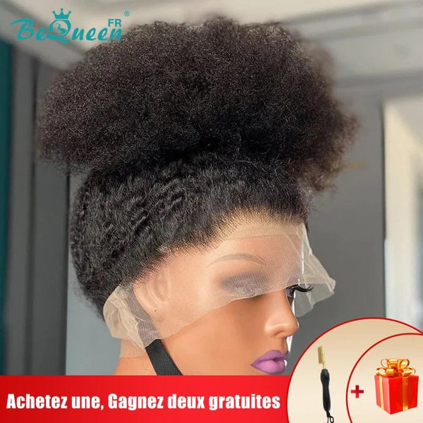 BeQueen Perruque "Iwa" Kinky straight à Dentelle 360