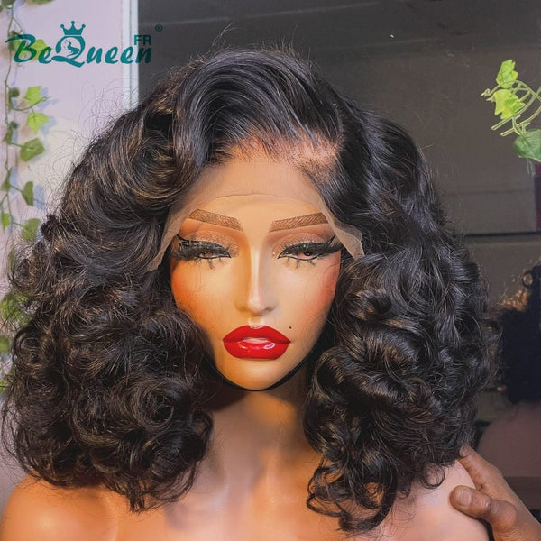 BeQueen "Salome" Perruque Bob Bouncy Curl 14 pouces avec Lace Closure 13x4