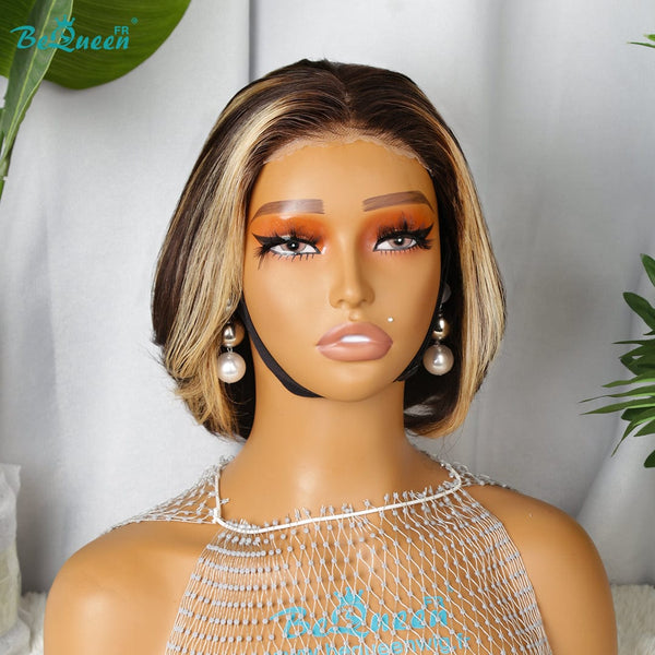 BeQueen "Searlait" Perruque Bob Lisse 10 pouces avec Lace Closure 4x4