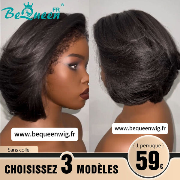 BeQueen 179€=3 wigs "Amber" Pixie Wig Curly Edges with Glueless Lace Frontal 