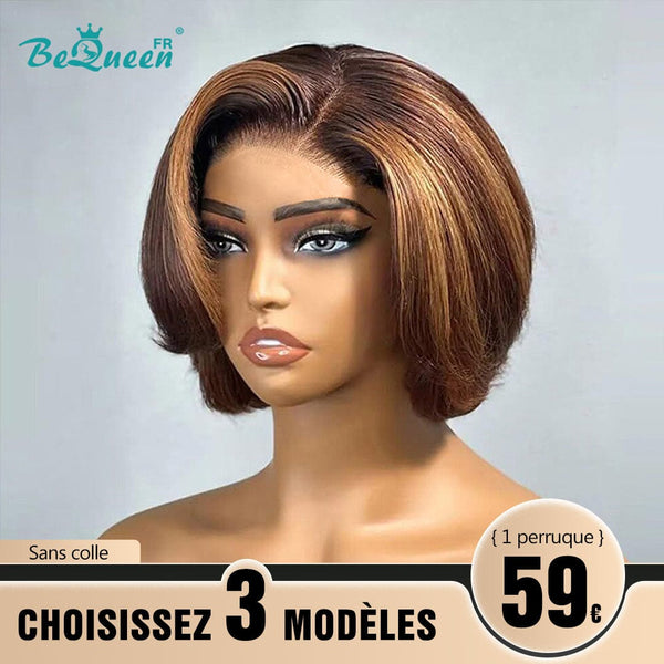 BeQueen 179€=3 "Betty" wigs Pixie Wig Brown mix Honey Glueless 