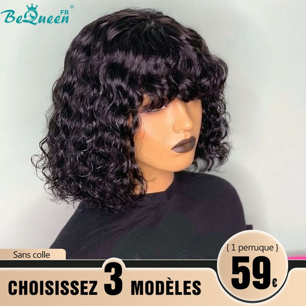 BeQueen 179€=3 perruques Perruque "Jodie" Deep wave Sans colle avec frange