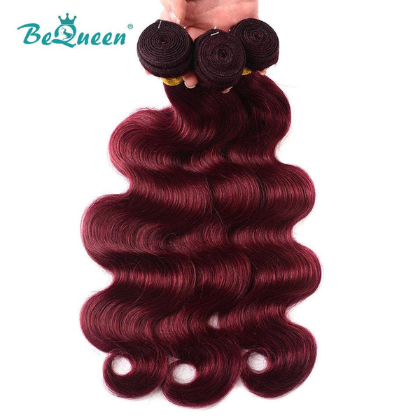 BeQueen Tissage Body Wave 100% Cheveux humains de Grenat #99J