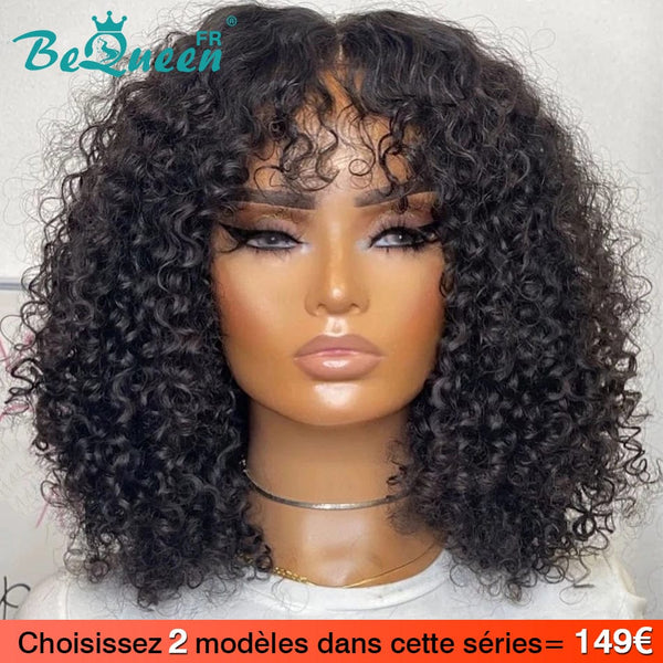 BeQueen 2 Perruques=149€ Perruque Bob Curly wave Avec Frange À La Machine