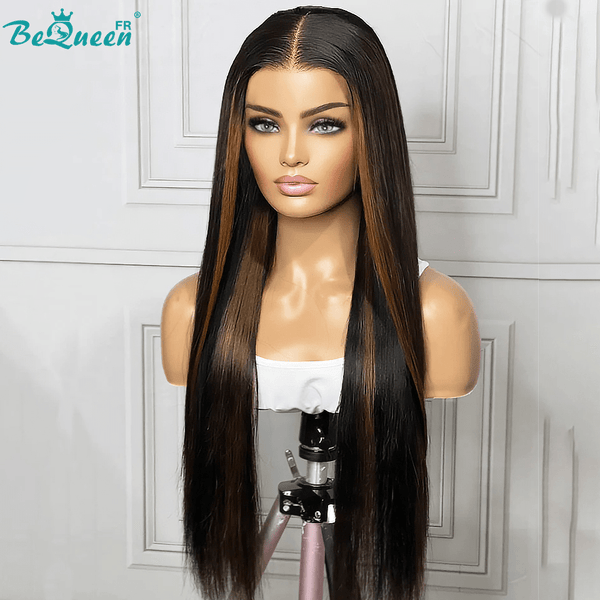 Bequeen 399€=4 Wigs "Carissa" Long Straight Wig Black and Brown Glueless lace 4*4 