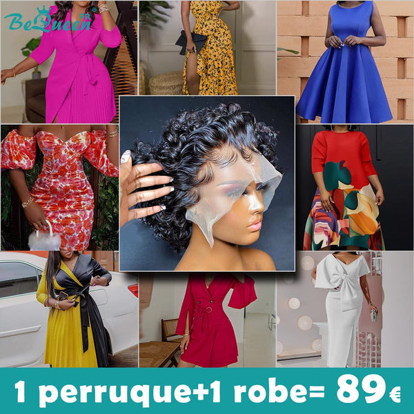 BeQueen 89€=1 perruque+1 roube Peruque Coco pixie curly