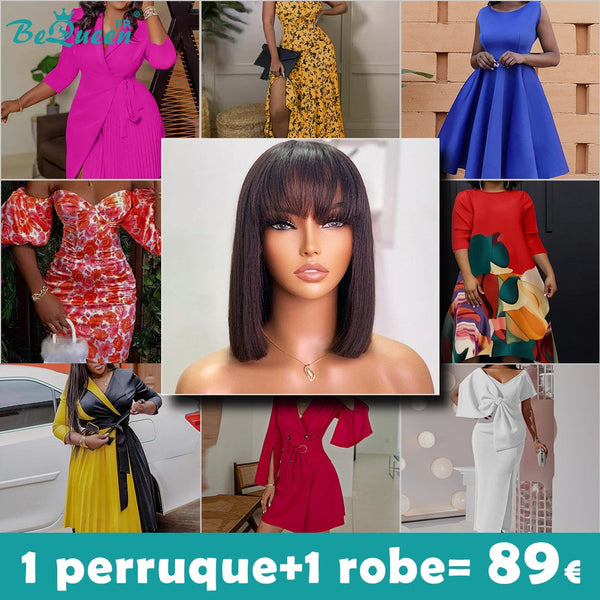 BeQueen 89€=1 perruque+1 roube Peruque Yumi avec frange