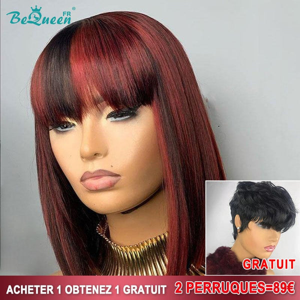 BeQueen 89 €=2 Perücken Yumi Perücke Schwarz Mix Rot 