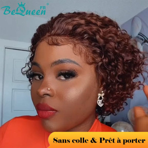 BeQueen “Ceridwen” Perruques Customisée Bob sans colle Curly wave Prêt à porter avec Lace 13x4