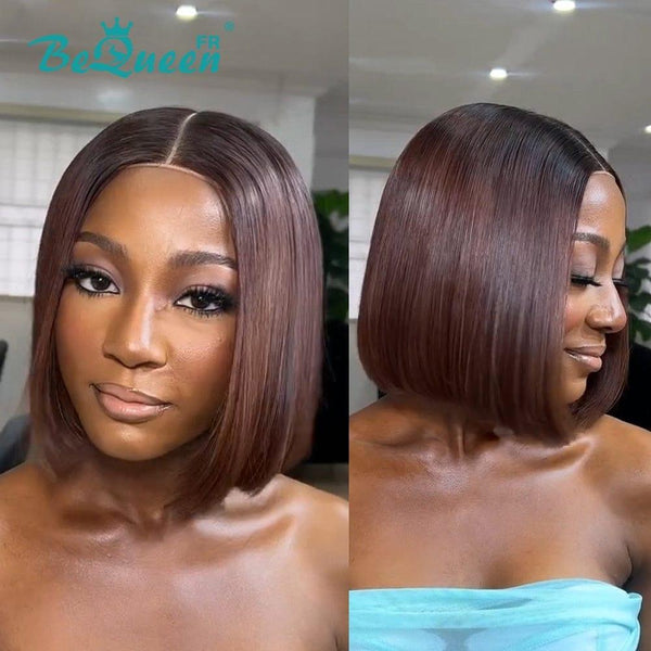 BeQueen "Dominique" Perruque Bob lisse Racine Noir et Brun en Lace KIM 2x6 100% vienamiens 250% densité Donné par 1 personne