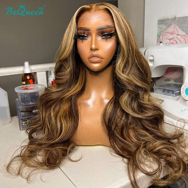 Bequeen Long Frontal Deep Wave Wig Root Brown and Honey 