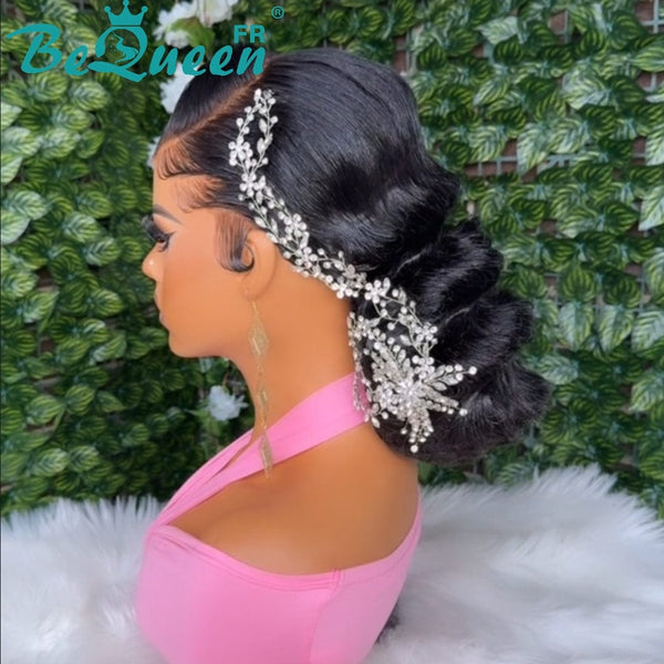 BeQueen “Gerardo” Perruque de mariage noir Chignon avec Lace Frontale 13x4