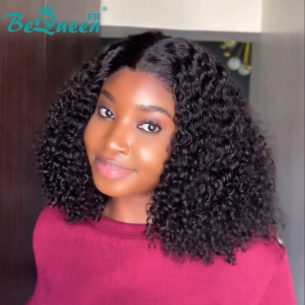 BeQueen “Paula” Perruques Customisée Bob sans colle Curly wave Prêt à porter avec Lace 13x4