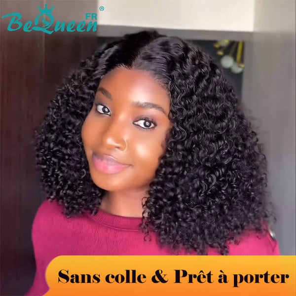 BeQueen “Paula” Perruques Customisée Bob sans colle Curly wave Prêt à porter avec Lace 13x4