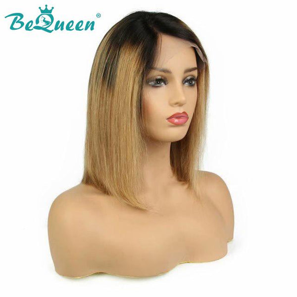 BeQueen Bob-Perücke mit vorderer Spitze, braun, blond und schwarz, VERRÜCKTLICH günstiger Preis 