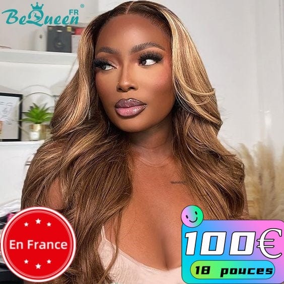 BeQueen 18 inch body wave wig honey brown mix color lace front wig in France PROMO 