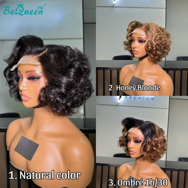 BeQueen Perruque “Roberto” Bob pixie egg curl avec Lace Closure 4*4