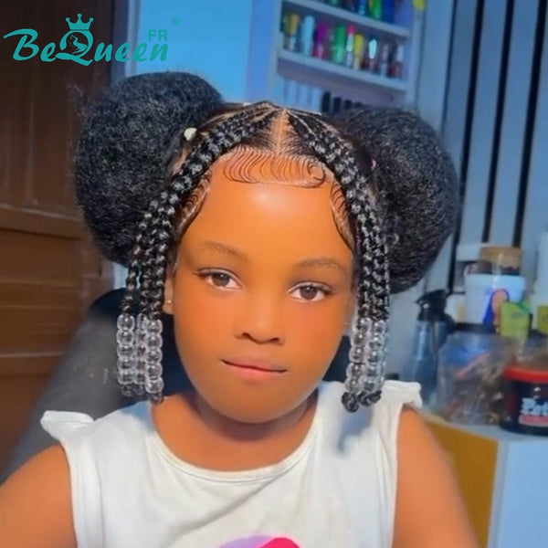 BeQueen „Wynne“ Perücke mit Zopf und Afro-Locken. Kinderperücke 