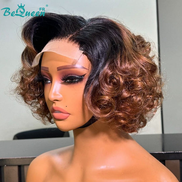 BeQueen Perruque “Roberto” Bob pixie egg curl avec Lace Closure 4*4