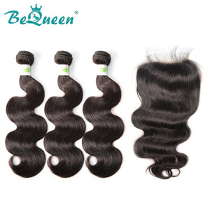 【Bequeen】Free Eyelash 10A Brazilian 100% Virgin Hair Body Wave Hair bundles with Closure/Frontal Deal free shipping - Bequeen Office Store