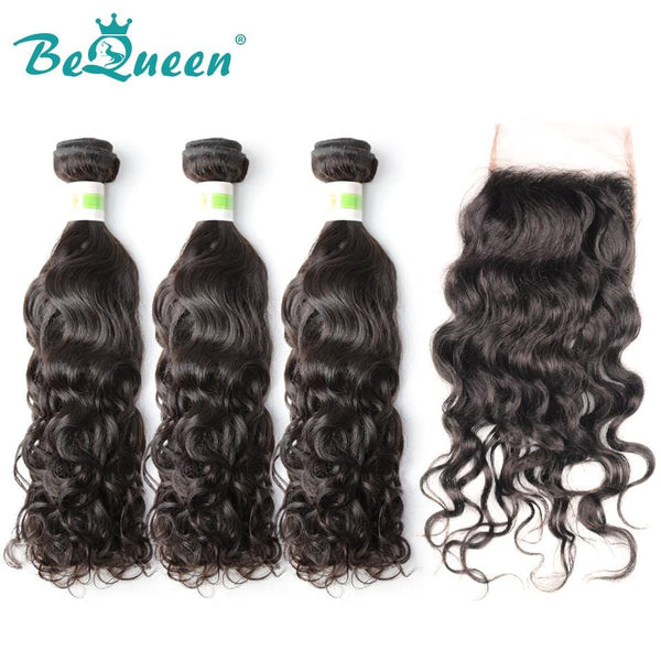 【Bequeen】10A Brazilian 100% Virgin Hair Water Wave Hair bundles with Closure/Frontal Deal - Bequeen Office Store