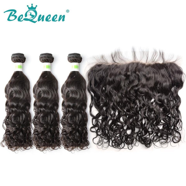 【Bequeen】10A Brazilian 100% Virgin Hair Water Wave Hair bundles with Closure/Frontal Deal - Bequeen Office Store