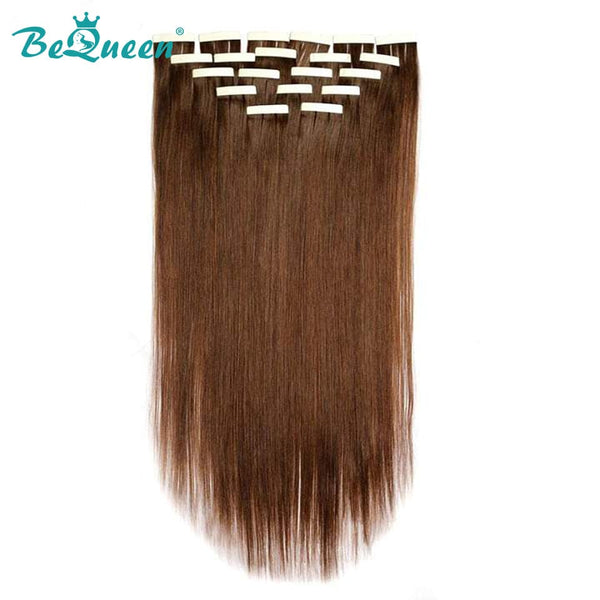 BeQueen Vingt Pièces d'Extensions Tape Ins Cheveux Raides Couleur Chatains #4 100% Cheveux humains 100g par paquet