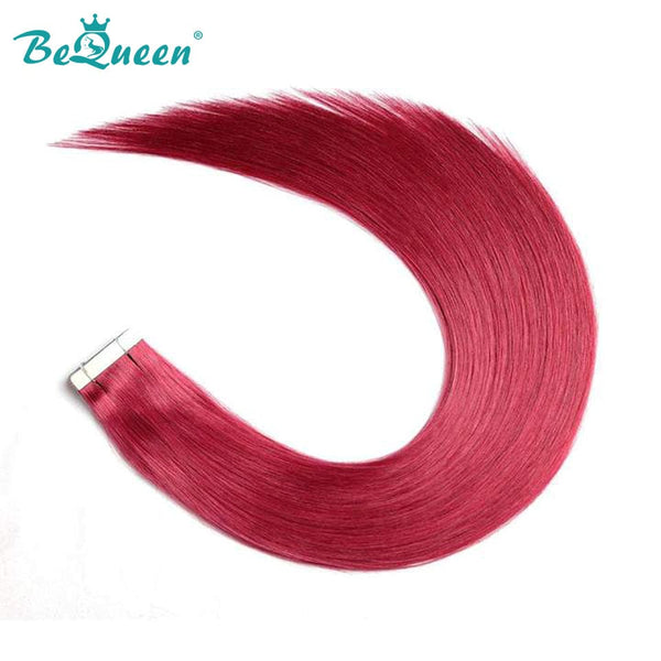 BeQueen Vingt Pièces d'Extensions Tape Ins Cheveux Raides Couleur Rose Fuschia #530 100% Cheveux humains 100g par paquet