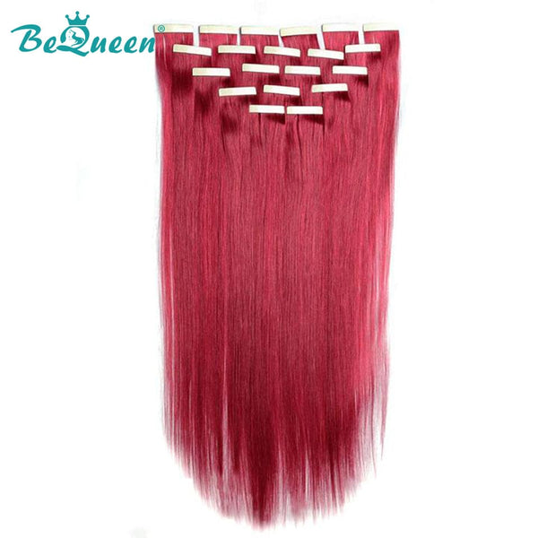 BeQueen Vingt Pièces d'Extensions Tape Ins Cheveux Raides Couleur Rose Fuschia #530 100% Cheveux humains 100g par paquet