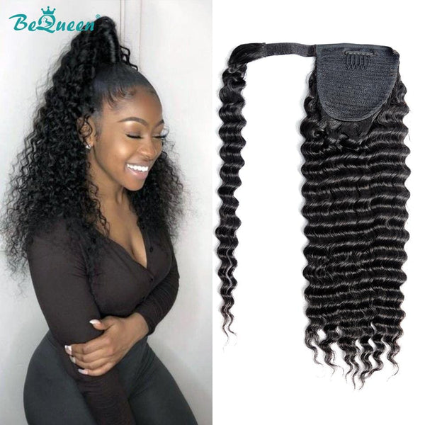 BeQueen Extensions Clip Ins avec Queue de cheval Cheveux Kinky Curly