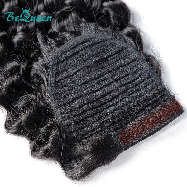 BeQueen Extensions Clip Ins Deep Wave avec Queue de cheval 100% Cheveux humains