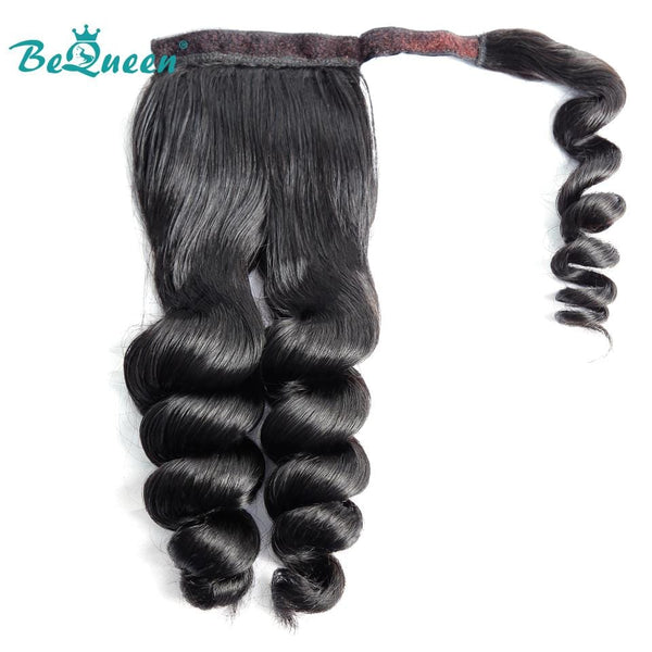 BeQueen Extensions Clip Ins Loose Wave Enrouler en Queue de cheval