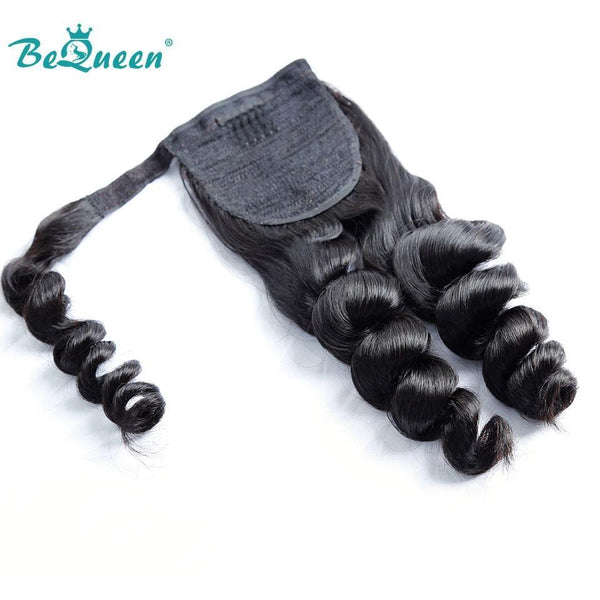 BeQueen Extensions Clip Ins Loose Wave Enrouler en Queue de cheval