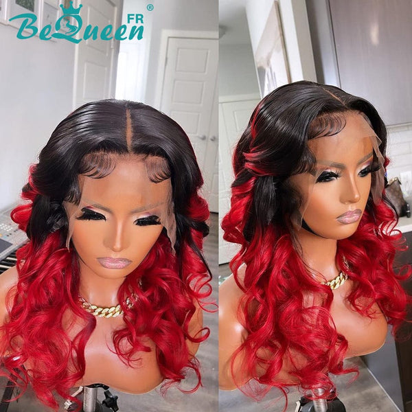 Bequeen “Carina” Body Wave Wig Black Mix Red Color with 13x4 Lace Frontal