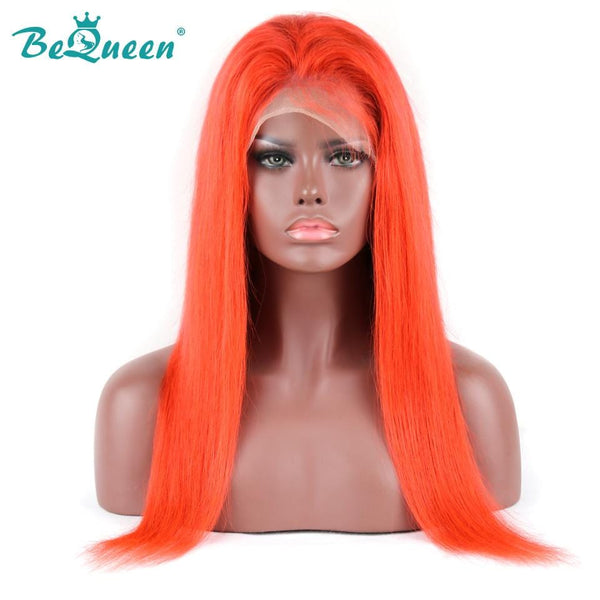 BeQueen Custom Colored Straight Hair Lace Wig Orange 