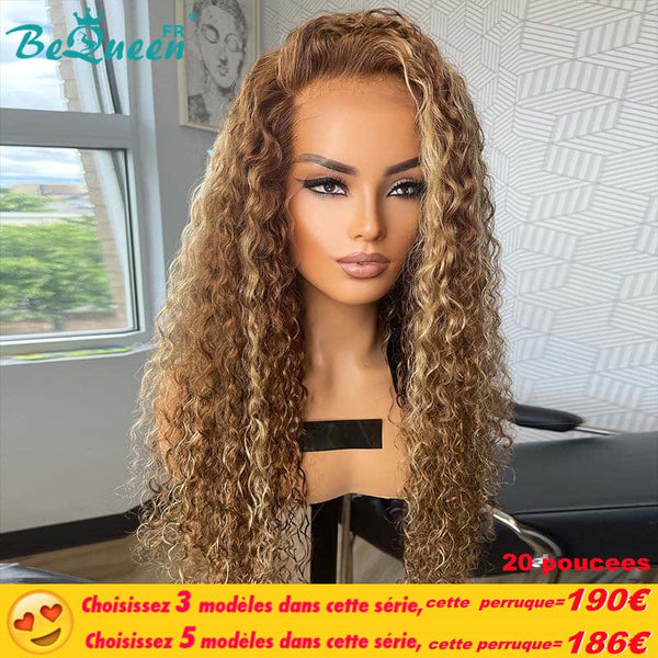 Bequeen Prix Incroyable Perruque Longue T Part Deep Wave Highlight ombré Châtain mix Miel