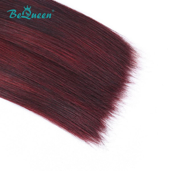 BeQueen Tissage Cheveux Raides à Double Tirage Cheveux Fumi 100% Cheveux vierges de couleur Châtain #4 Grenat #99J