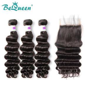 【Bequeen】10A Eurasian 100% Virgin Hair Natural Wave Hair bundles with Closure/Frontal Deal free shipping - Bequeen Office Store