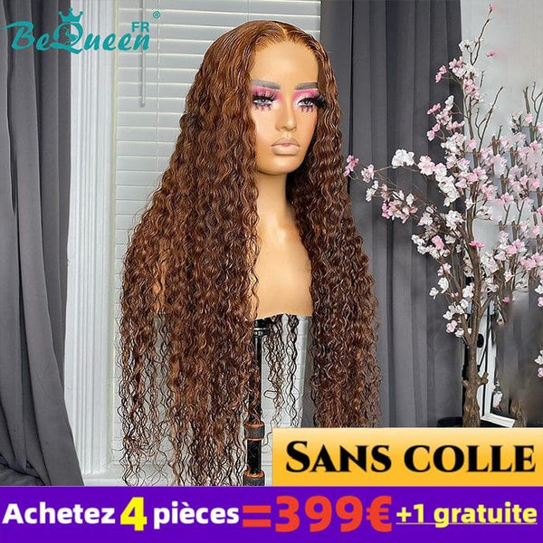 BeQueen 399€=4 Wigs "Léa" Long Curly Wave Brown Glueless Lace 4X4 Wig 